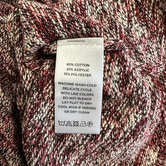 Lilla P Tie Front Sweater Small Marled Knit 3/4 Sleeve Burgundy White Black - Picture 7 of 8